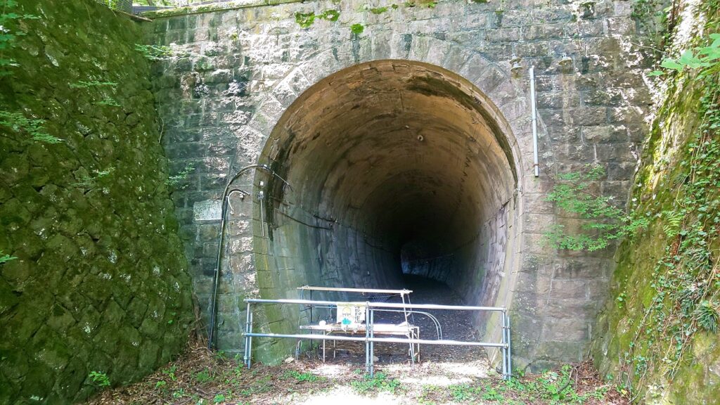 旧屋代線の関崎隧道。関崎トンネル。廃隧道、廃トンネル。
